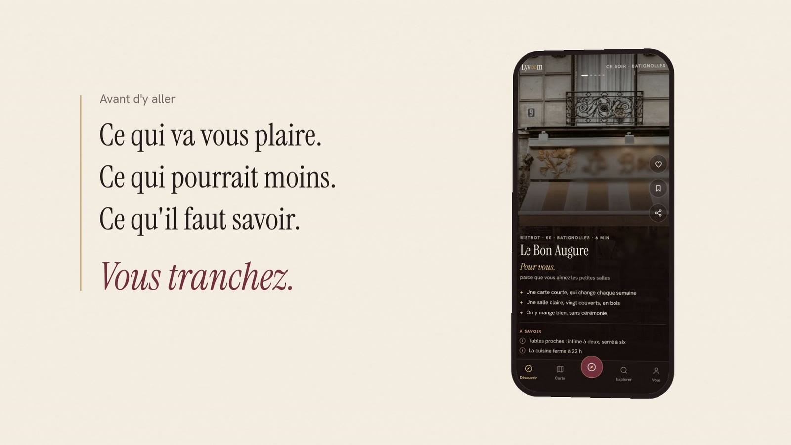Une adresse dans Lyvoom : son verdict en mots et ce qu’il est bon de savoir avant d’y aller